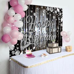 Lofaris Black Silver Diamonds Sparkle Backdrop For Birthday