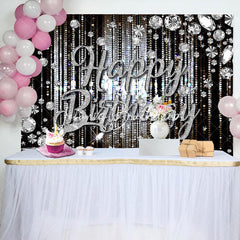 Lofaris Black Silver Diamonds Sparkle Backdrop For Birthday