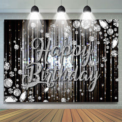 Lofaris Black Silver Diamonds Sparkle Backdrop For Birthday