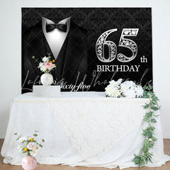 Lofaris Black Suit And Sliver Hello 65th Birthday Backdrop