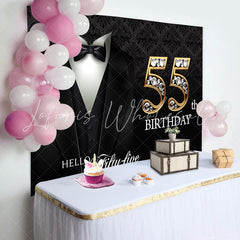 Lofaris Black Suit Happy 55th Birthday Backdrop For Men