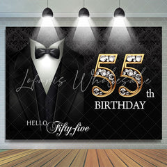 Lofaris Black Suit Happy 55th Birthday Backdrop For Men