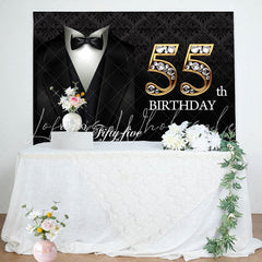 Lofaris Black Suit Happy 55th Birthday Backdrop For Men