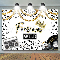 Lofaris Black White Gold Crown Forever Wild Birthday Backdrop