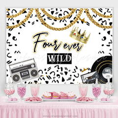 Lofaris Black White Gold Crown Forever Wild Birthday Backdrop