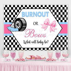 Lofaris Black White Grid Burnout Or Bows Backdrop for Baby Shower