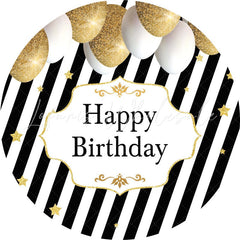 Lofaris Black White Stripes Round Balloons Birthday Backdrop