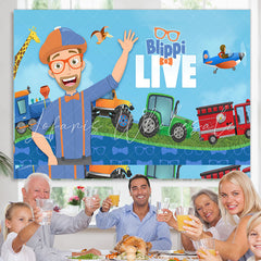 Lofaris Blippi Live Cartoon Traffic Birthday Backdrop