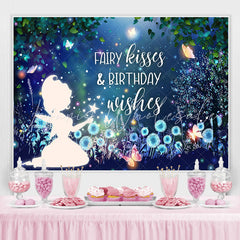 Lofaris Blue And Glitter Fairy Wonderland Birthday Backdrop