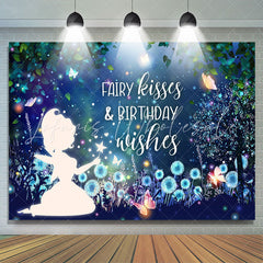 Lofaris Blue And Glitter Fairy Wonderland Birthday Backdrop