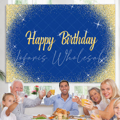 Lofaris Blue And Gold Glitter Birthday Backdrop For Decoration