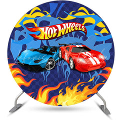 Lofaris Blue And Golden Themed Hot Wheels Round Backdrop Kit