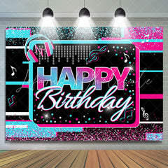 Lofaris Blue And Hot Pink Musical Theme Happy Birthday Backdrop