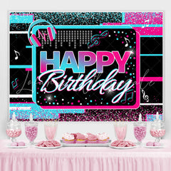 Lofaris Blue And Hot Pink Musical Theme Happy Birthday Backdrop