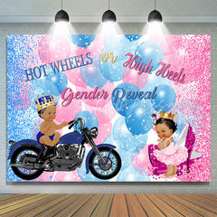 Lofaris Blue And Pink Balloons Glitter Gender Reveal Backdrop