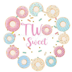 Lofaris Blue And Pink Donut Round 2nd Birthday Party Backdrop