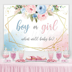 Lofaris Blue And Pink Floral What Baby Be Shower Backdrop