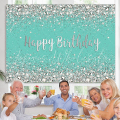 Lofaris Blue and Shiny Diamonds Birthday Photo Decor Backdrop