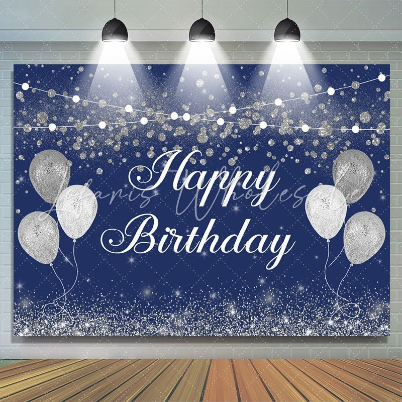 Lofaris Blue and Silver Balloon Birthday Backdrop for Men