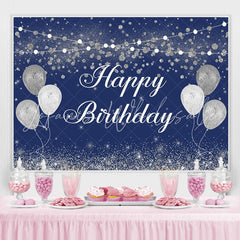 Lofaris Blue and Silver Balloon Birthday Backdrop for Men