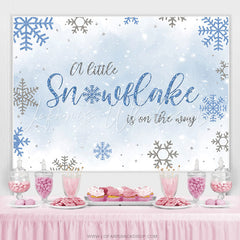 Lofaris Blue And Silver Glitter Winter Snowflake Baby Shower Backdrop