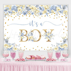 Lofaris Blue And White Floral Its A Boy Baby Shower Backdrop