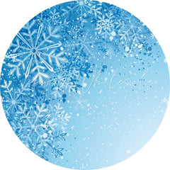 Lofaris Blue And White Snowflake Round Winter Birthday Backdrop