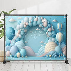 Lofaris Blue Arch Balloon Cloud Star 1st Birthday Backdrop