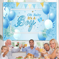 Lofaris Blue Balloon And Flags Its A Boy Baby Shower Backdrop