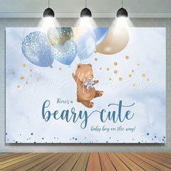 Lofaris Blue Balloons and Cute Teddy Bear Baby Shower Backdrop