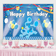 Lofaris Blue Balloons And Flags Cartoon Dog Birthday Backdrop