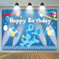 Lofaris Blue Balloons And Flags Cartoon Dog Birthday Backdrop