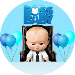 Lofaris Blue Balloons And Suit Baby Round Birthday Backdrop