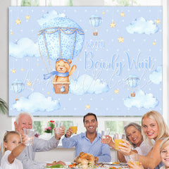 Lofaris Blue Bear On The Airballoon Star Baby Shower Backdrop