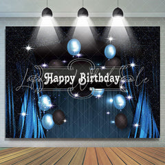 Lofaris Blue Black Balloon Curtain Happy Birthday Backdrop