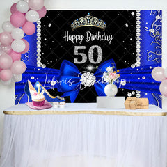 Lofaris Blue Black Diamonds Highheel 50th Birthday Backdrop