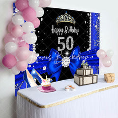 Lofaris Blue Black Diamonds Highheel 50th Birthday Backdrop