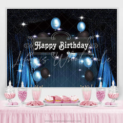 Lofaris Blue Black Starry Curtain Happy Birthday Party Backdrop