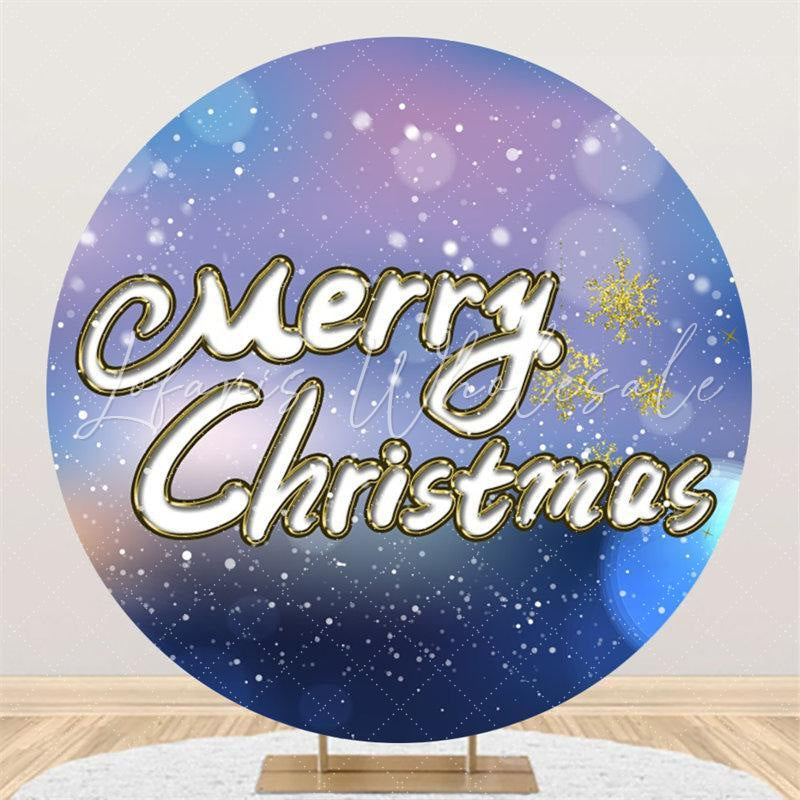 Lofaris Blue Bokeh Custom Circle Merry Christmas Backdrops