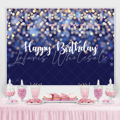 Lofaris Blue Glitter Bokeh Happy Birthday Backdrop For Party