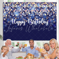 Lofaris Blue Glitter Bokeh Happy Birthday Backdrop For Party