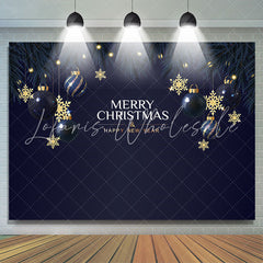 Lofaris Blue Gold Ball Merry Christmas Happy New Year Backdrop