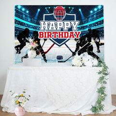 Lofaris Blue Light Ice Hockey Birthday Backdrop For Boy