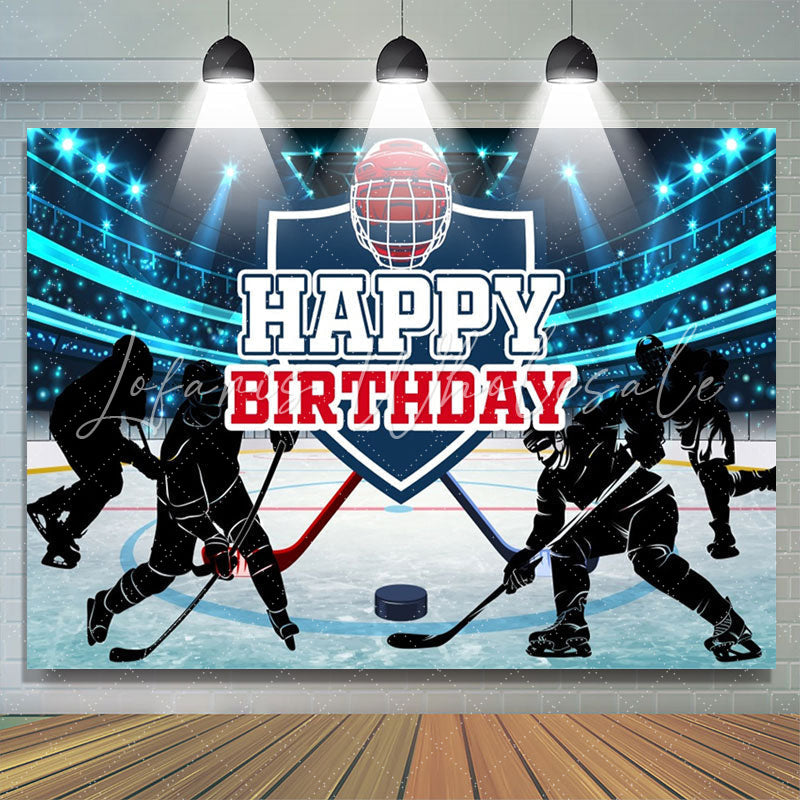 Lofaris Blue Light Ice Hockey Birthday Backdrop For Boy