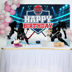 Lofaris Blue Light Ice Hockey Birthday Backdrop For Boy