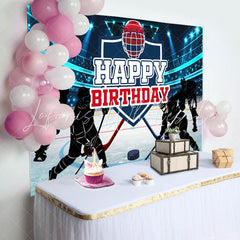 Lofaris Blue Light Ice Hockey Birthday Backdrop For Boy