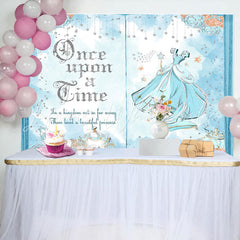 Lofaris Blue Opening Book Cinderella Girl Birthday Backdrop