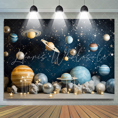 Lofaris Blue Outer Space Cosmic Planet Birthday Backdrop