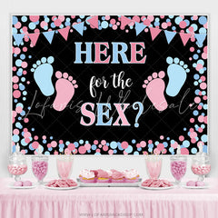 Lofaris Blue Pink Feet And Flags Backdrop Banner For Baby Shower