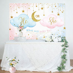 Lofaris Blue Pink He Or She Cloud Gender Reveal Backdrop